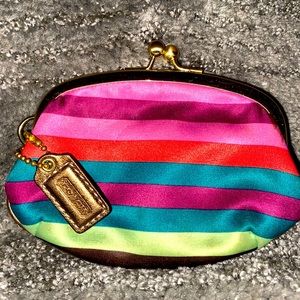 Coach Legacy striped multicolored change purse